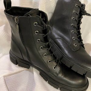 Aqua College, Size 12, Women's Waterproof Black Lace up Boot w/Side Zip